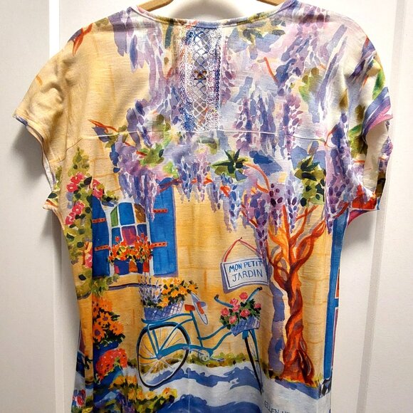 ELLEN NEGLEY "Art & Sol" Women's Multi-Colors V-Neck Cap Sleeve Top - Size Large - Picture 11 of 14